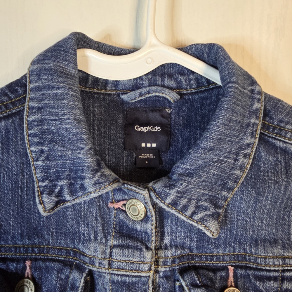 Y2K Gap Kids Jean Jacket Pink Threading-girls LG - Picture 4 of 11